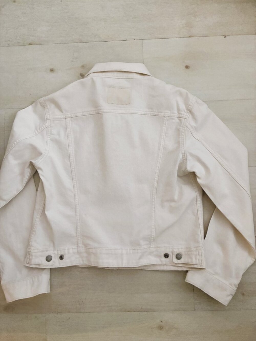 Levi's Women's Original Trucker Jacket White Stretch Denim Size L - Picture 4 of 5